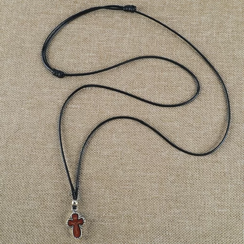 Crimson on Black Cross Necklace2