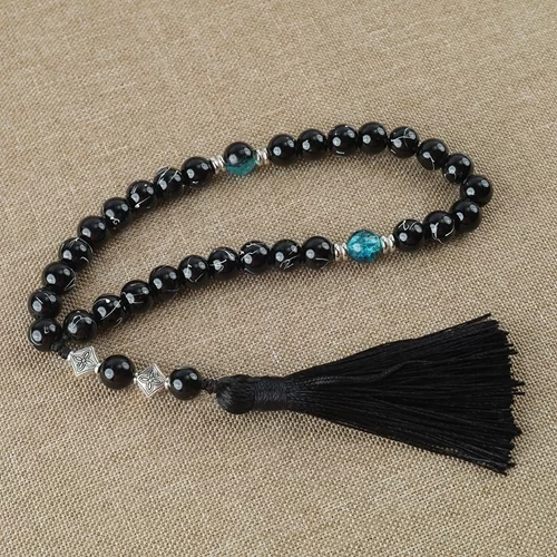 Black & Teal Star Prayer Beads 33 Knots